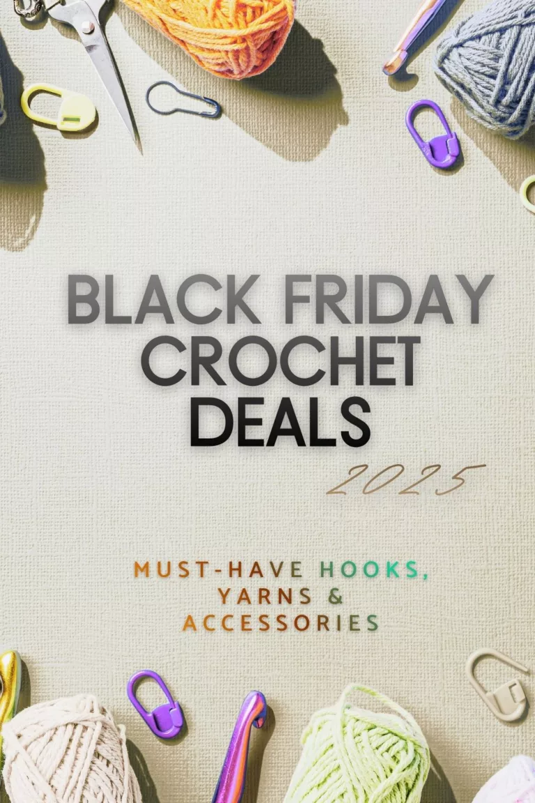 Black Friday Crochet Deals 2025 featuring cozy yarn skeins, crochet hooks, and accessories styled for comfort and creativity.