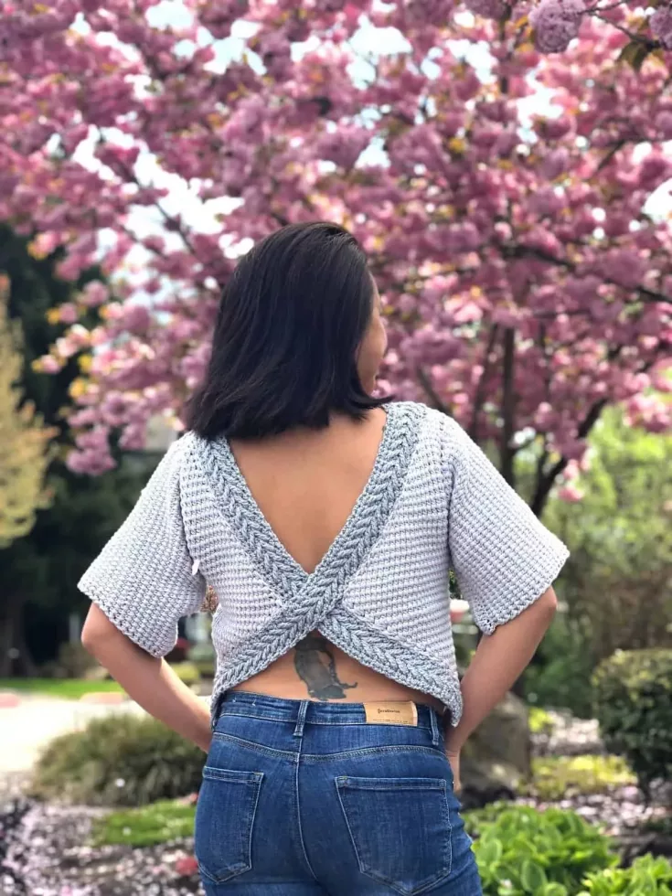Image for Crochet Tshirt Top With A Criss Cross Back | Free Pattern + Video