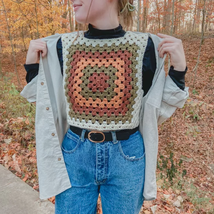 Image for EASY 70’s Crochet Granny Square Vest – FREE Pattern + Video Tutorial
