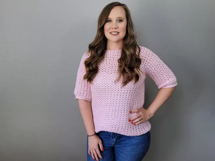Image for Easy Crochet Sweater Pattern (Free) – Spring Breeze Sweater