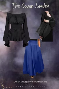Renaissance peasant blouse paired with gothic maxi skirt – dark cottagecore coven-inspired outfit from Walmart