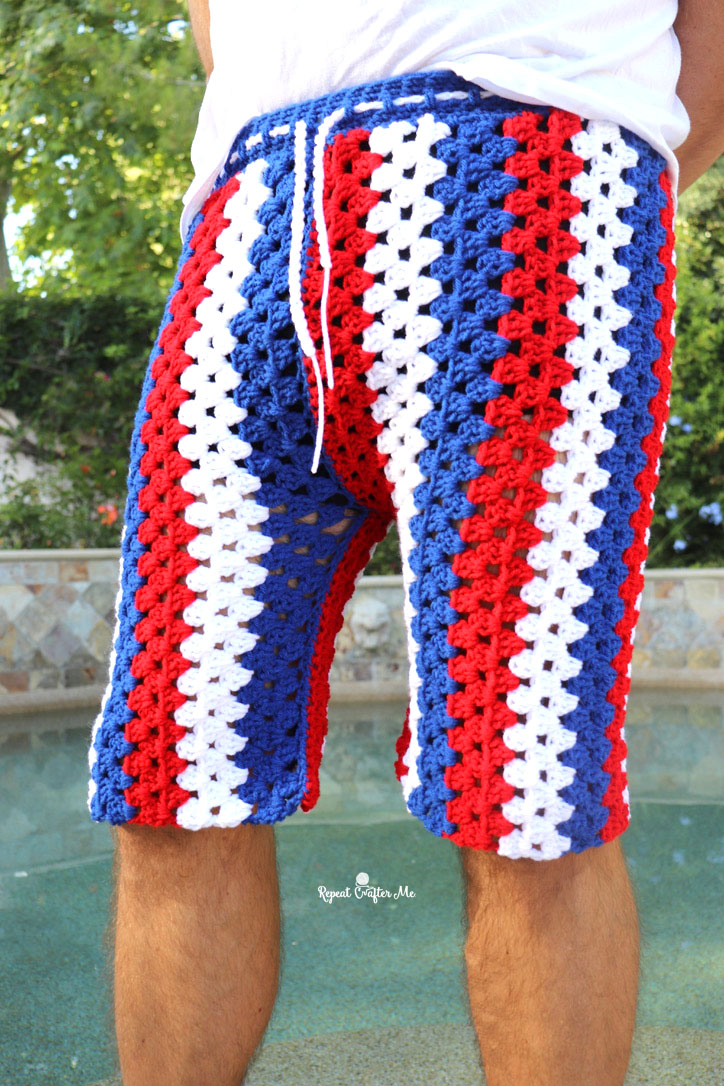 Image for Crochet Granny Stripe Shorts for Men