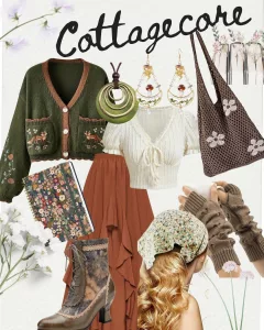 Close-up of delicate wildflowers and soft fabrics in a sunlit field, illustrating the peaceful, sanctuary-like feel of the Cottagecore aesthetic.