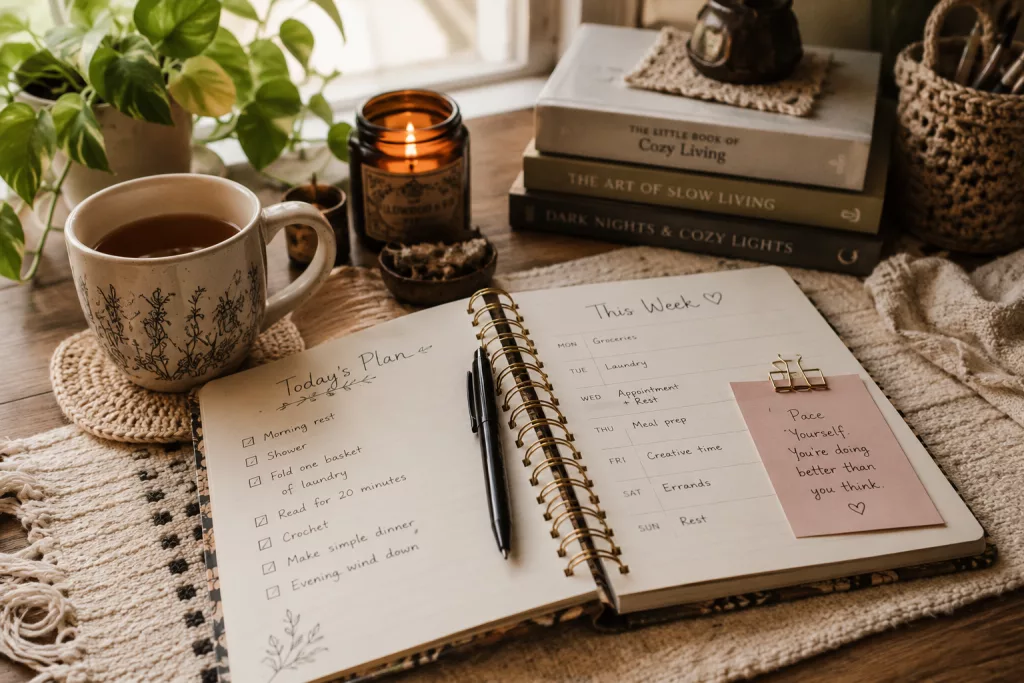 Simple planner showing balanced tasks across several days instead of one busy schedule.