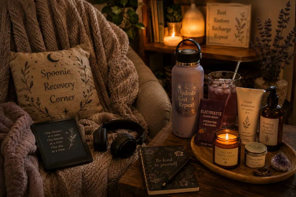 Comfortable recovery space prepared for after bath or shower day.