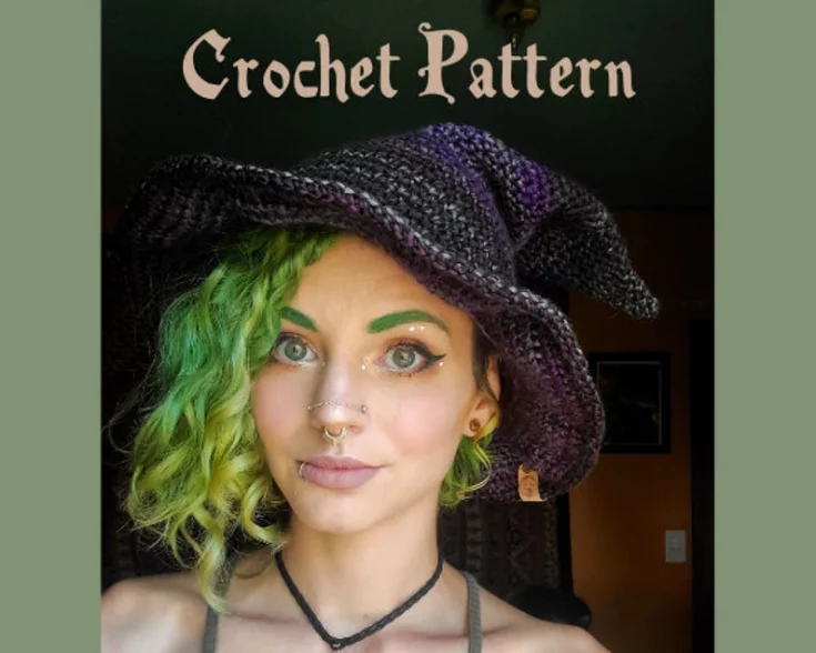 Image for Slouchy Witch Hat Crochet Pattern - DIGITAL FILE not a finished hat