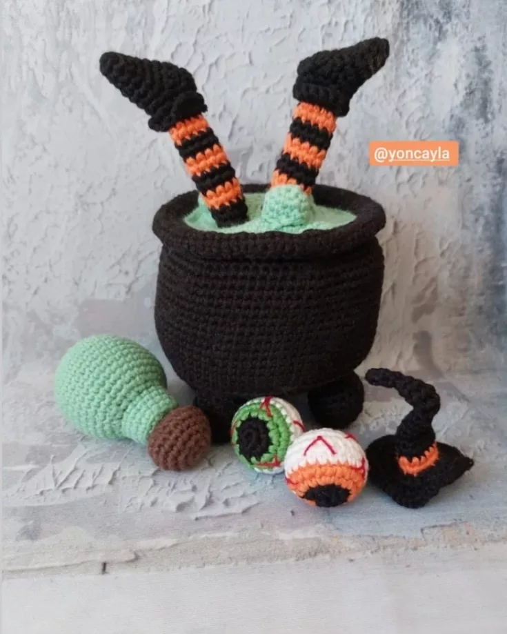 Image for Crochet Halloween Cauldron Pattern: Amigurumi Witch Decor (PDF Pattern)
