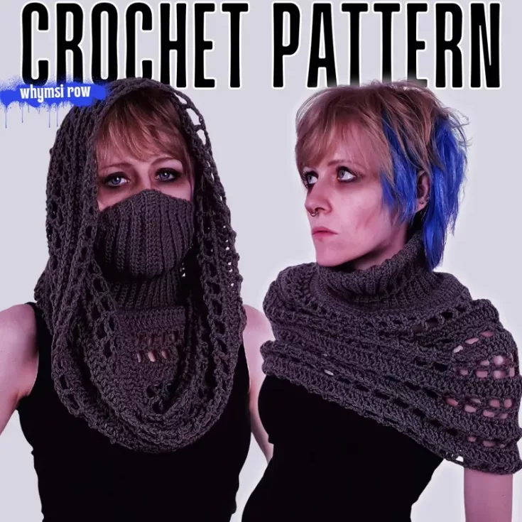 Image for Wasteland Hood Crochet PATTERN | Whimsical Elven Distressed Hooded Shawl Style Wrap, Festival Rave Wear