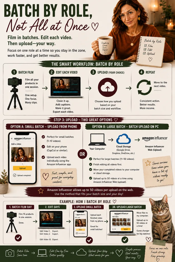 Efficient workflow stages for Amazon onsite video editing, batch recording, and publishing.