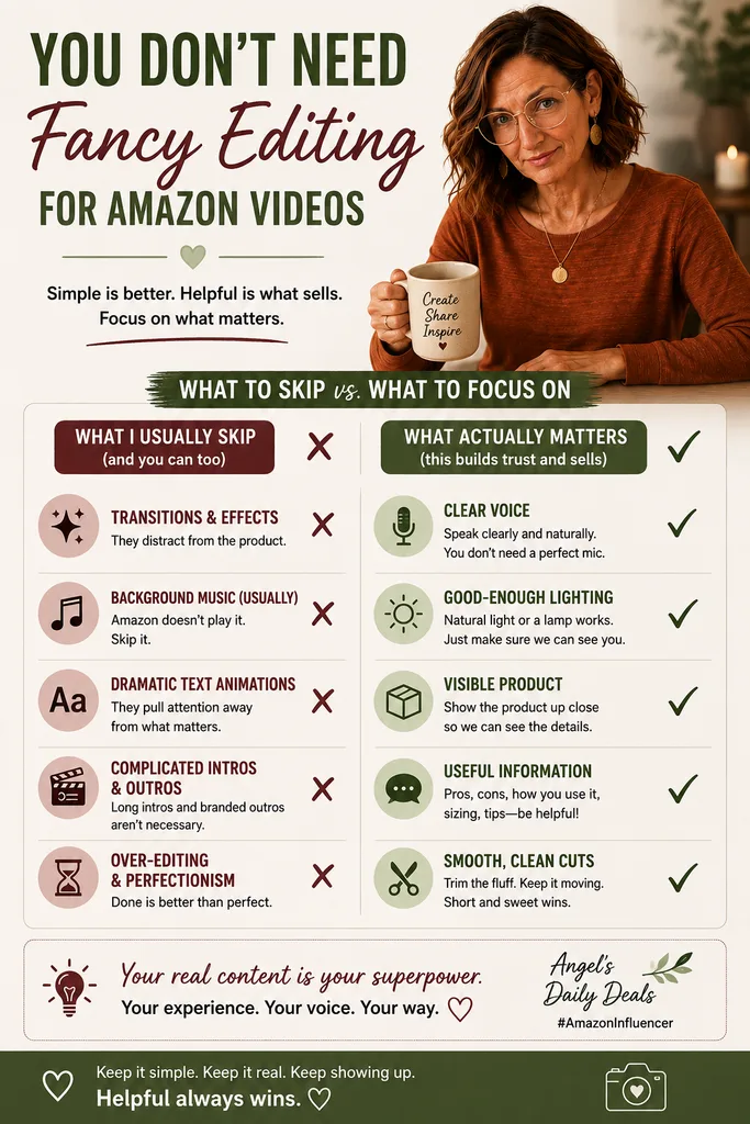 Comparison showing why straightforward cuts work best to edit Amazon Influencer videos without extra effects.